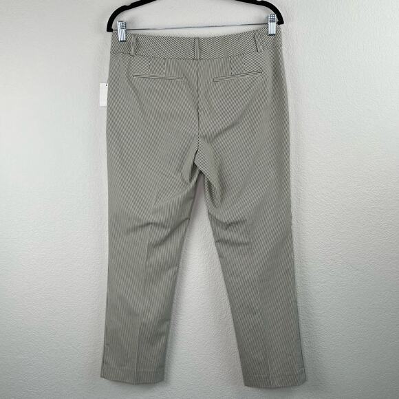 Norma Kamali Anthropologie Mid Rise Ankle Pant Black Straw Pinstripe 6 NWT - Picture 13 of 13